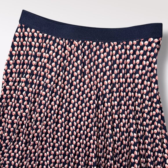 Max Studio Pleated Midi Skirt Navy Pink Floral Print Small - Picture 9 of 9